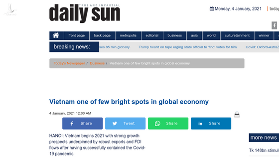 Daily Sun: Việt Nam là điểm sáng toàn cầu