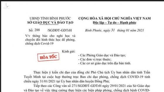 Bình Phước cho học sinh toàn tỉnh nghỉ học phòng, chống dịch Covid-19