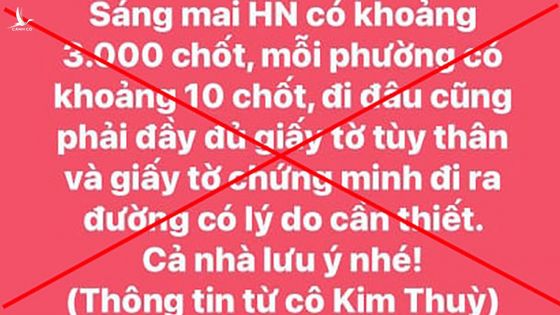 Truy tìm người tung tin giả Hà Nội lập 3.000 chốt