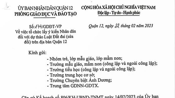 Sự thật về văn bản lấy ý kiến trẻ mẫu giáo, mầm non về dự thảo Luật Đất đai