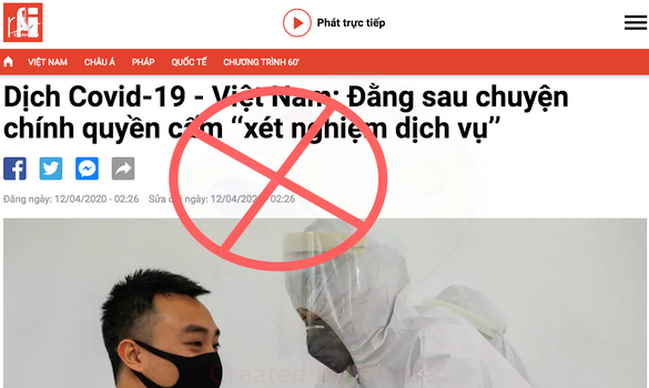 RFI Tiếng Việt – Trang website cố tình bẻ cong sự thật về tình hình dịch Covid-19 tại Việt Nam