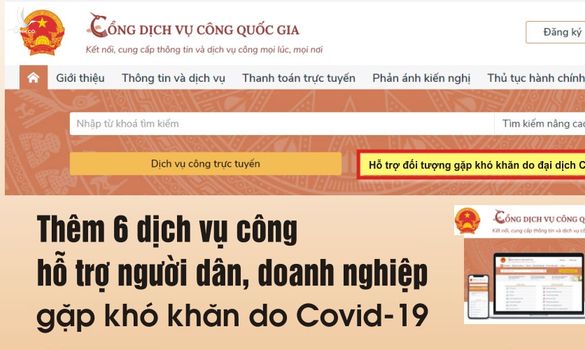 Thêm 6 dịch vụ công hỗ trợ người dân, doanh nghiệp gặp khó khăn do Covid-19