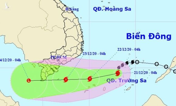 Bão số 14 giữ nguyên hướng di chuyển, dự báo tiếp tục mạnh lên