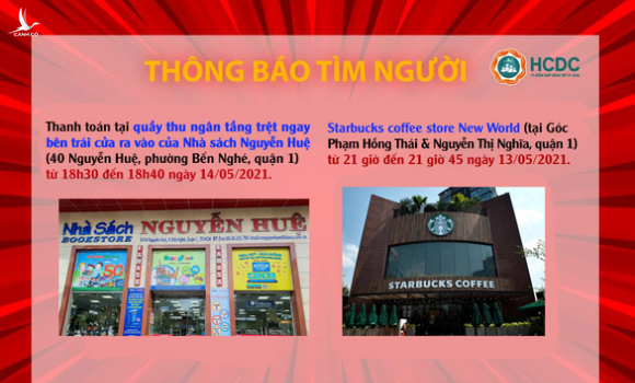 KHẨN: TP.HCM tìm người đến Nhà sách Nguyễn Huệ và Starbucks quận 1