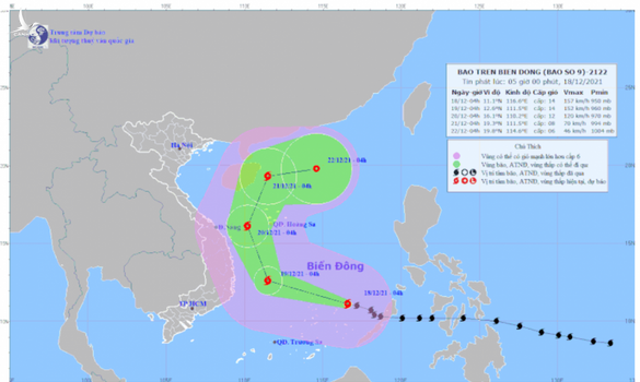 Tin bão sáng 18/12: Sức gió gần tâm bão mạnh cấp 14, giật cấp 17