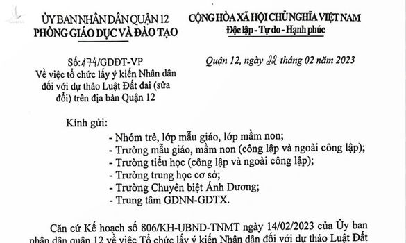 Sự thật về văn bản lấy ý kiến trẻ mẫu giáo, mầm non về dự thảo Luật Đất đai