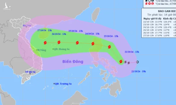 Bão Trami giật cấp 14, sóng biển cao 6-8m, hướng vào Việt Nam